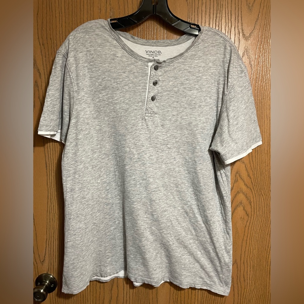 EUC Vince Light Gray Short Sleeve Henley